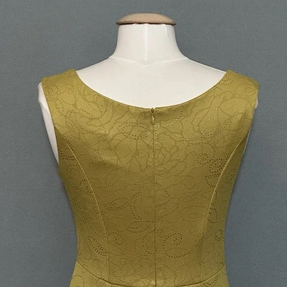 Vintage Y2K Womens Dress M Mustard Yellow Sparkle Fitted Bodycon Retro 90s USA - Picture 6 of 14